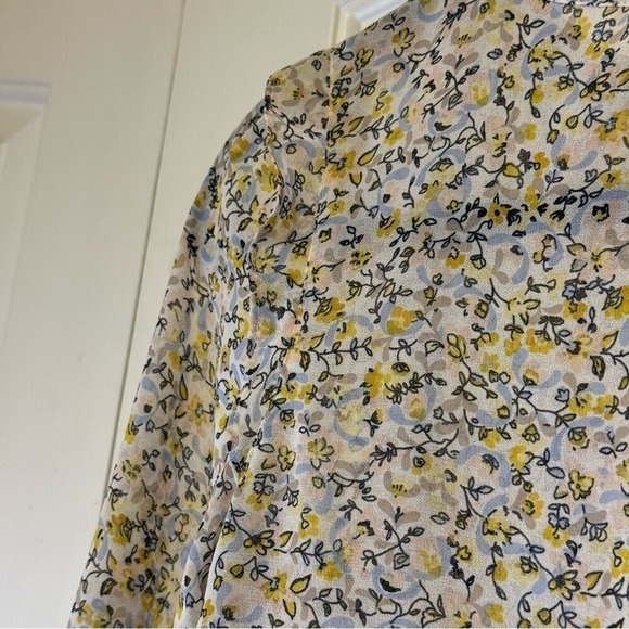 ✨Loft Womens Petites Floral Sheer Ruffled‎ Ling Sleeve Blouse Top, Size XX Small - Picture 6 of 11